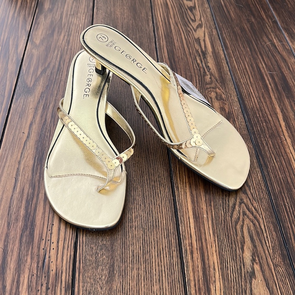 NWT George gold sequin heeled sandals